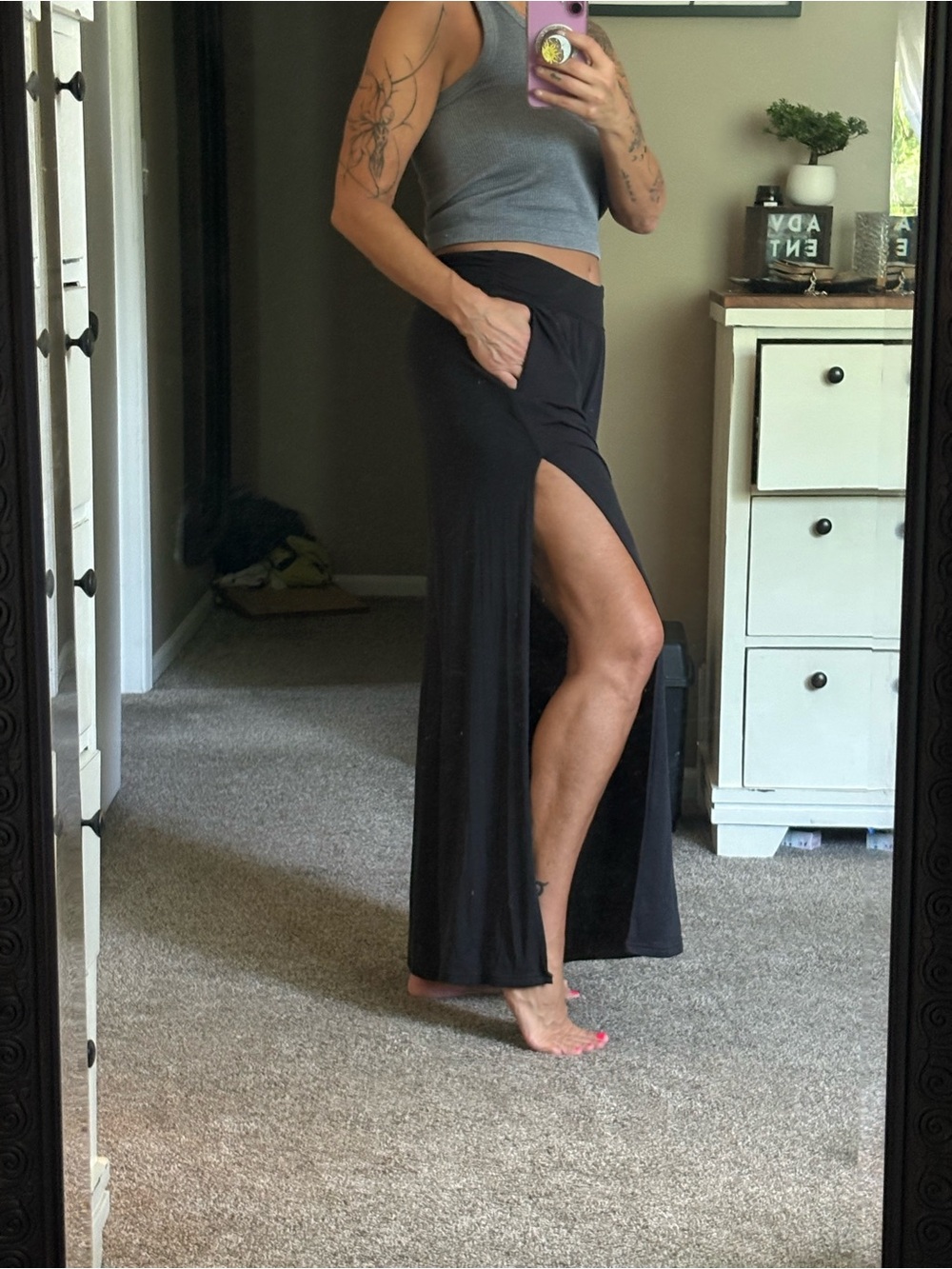 Offline Black Wide-Leg Yoga Pants for Women size medium